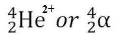 an alpha particle showing 2 protons and 4 nucleons